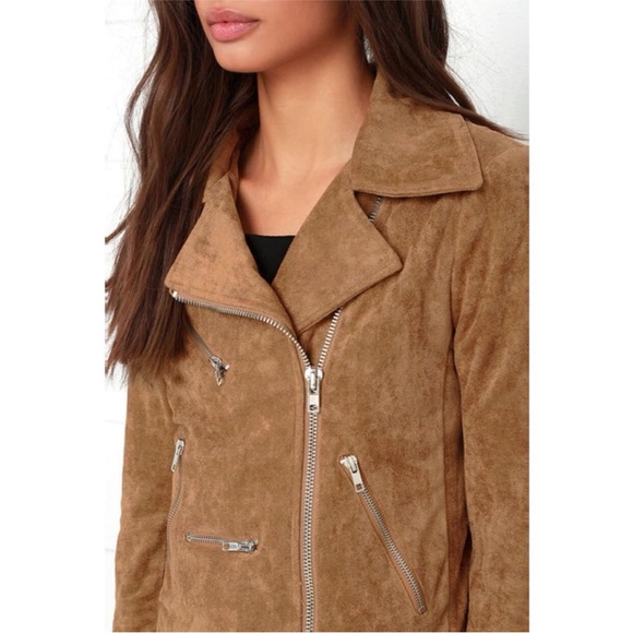 LULUS Suede with Love Tan Suede Moto Jacket - Picture 3 of 10